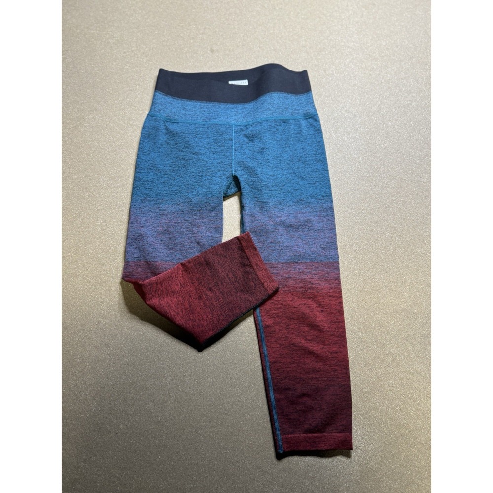 Athleta Legging Relay Capri Womens S Teal Blue Red Black Cropped Yoga